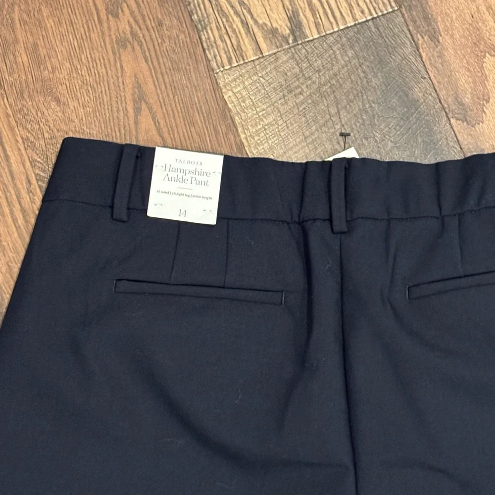 TALBOTS NWT NAVY HAMPSHIRE STRAIGHT ANKLE PANTS SIZE 14 - Picture 10 of 14